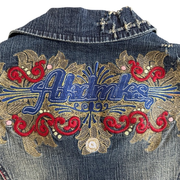 Streetwear Denim Vest crop Embroidered zipper Akdmks S lace up Akademik’s 947 - Picture 2 of 15